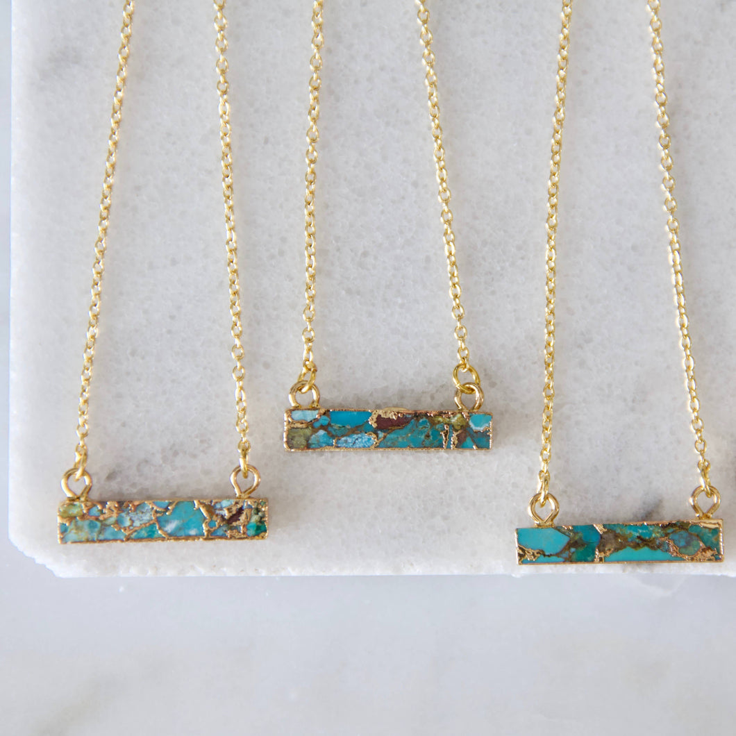 Mesa Blue - Copper Turquoise Bar Necklace