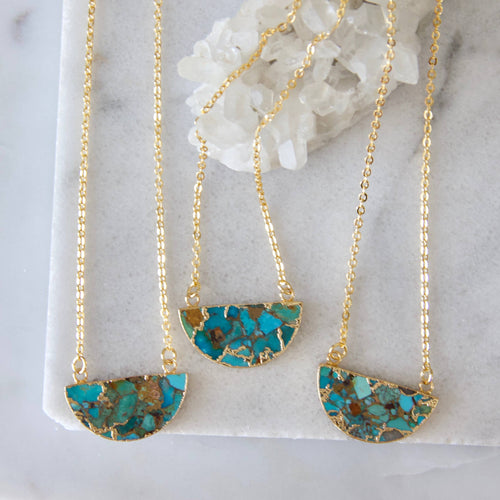 Mesa Blue - Copper Turquoise Half Moon Necklace